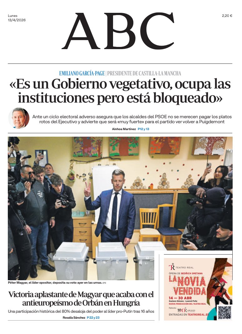 Portadas de la prensa internacional de este lunes 13 de abril de 2026