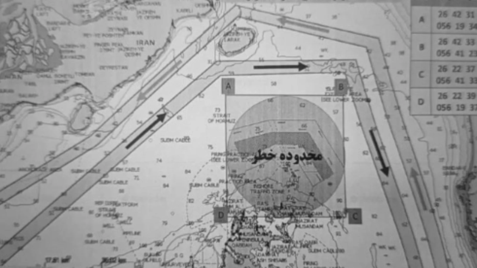 Irán publicó un mapa con las minas marinas explosivas que ha colocado en el Estrecho de Ormuz