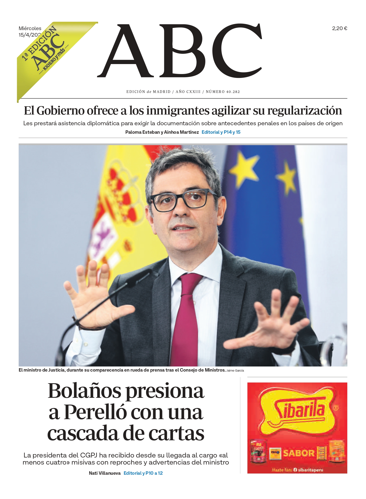 Portadas de la prensa internacional de este miércoles 15 de abril de 2026