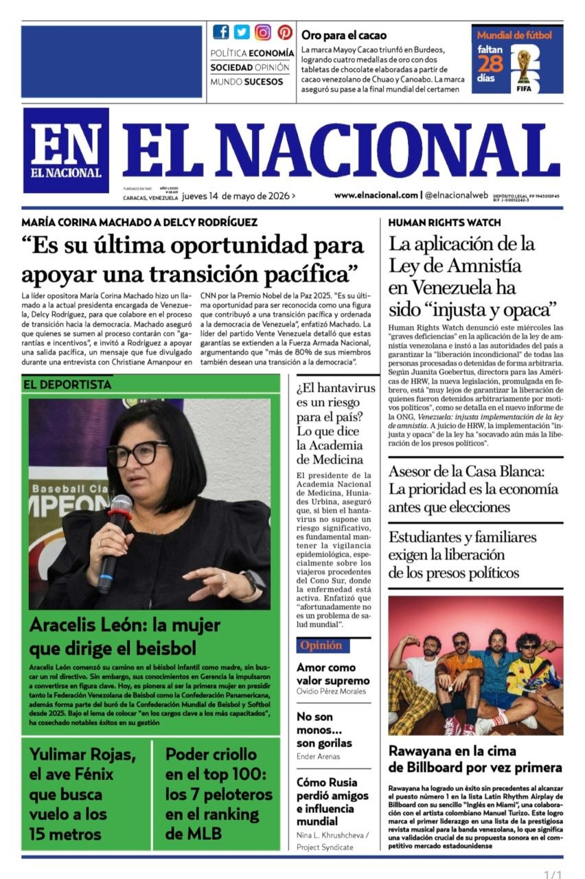 Portadas de este jueves 14 de mayo de 2026
