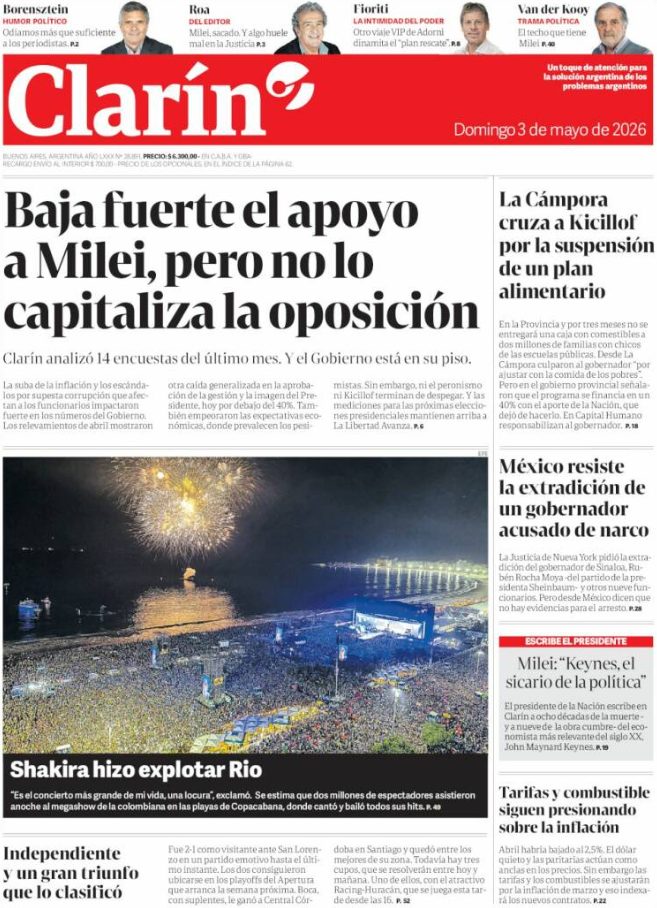 Portadas latinoamericanas de este domingo 3 de mayo de 2026