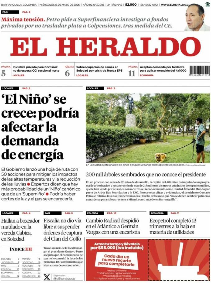 Portadas latinoamericanas de este miércoles 13 de mayo de 2026