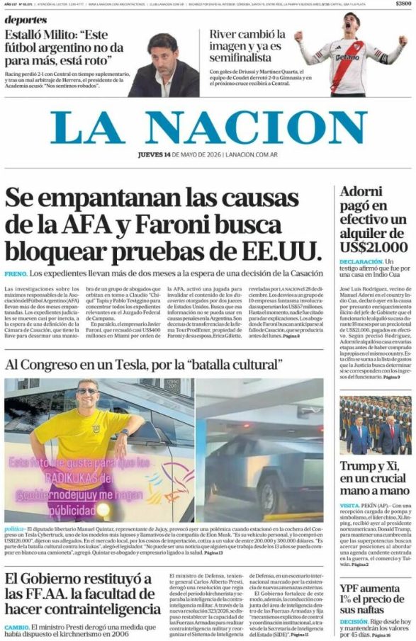 Portadas latinoamericanas de este jueves 14 de mayo de 2026