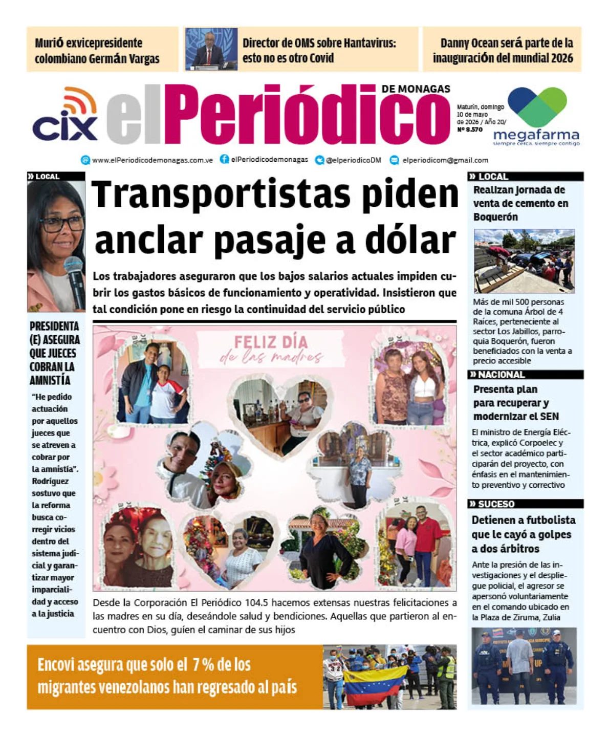 Portadas de este domingo 10 de mayo de 2026