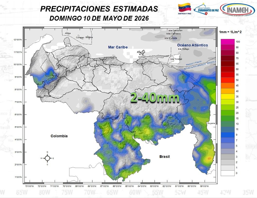 Inameh alertó sobre lluvias y lloviznas en varias regiones de Venezuela este #10May