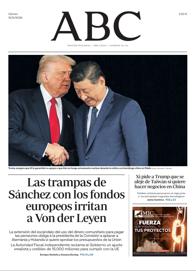 Portadas de la prensa internacional de este viernes 15 de mayo de 2026