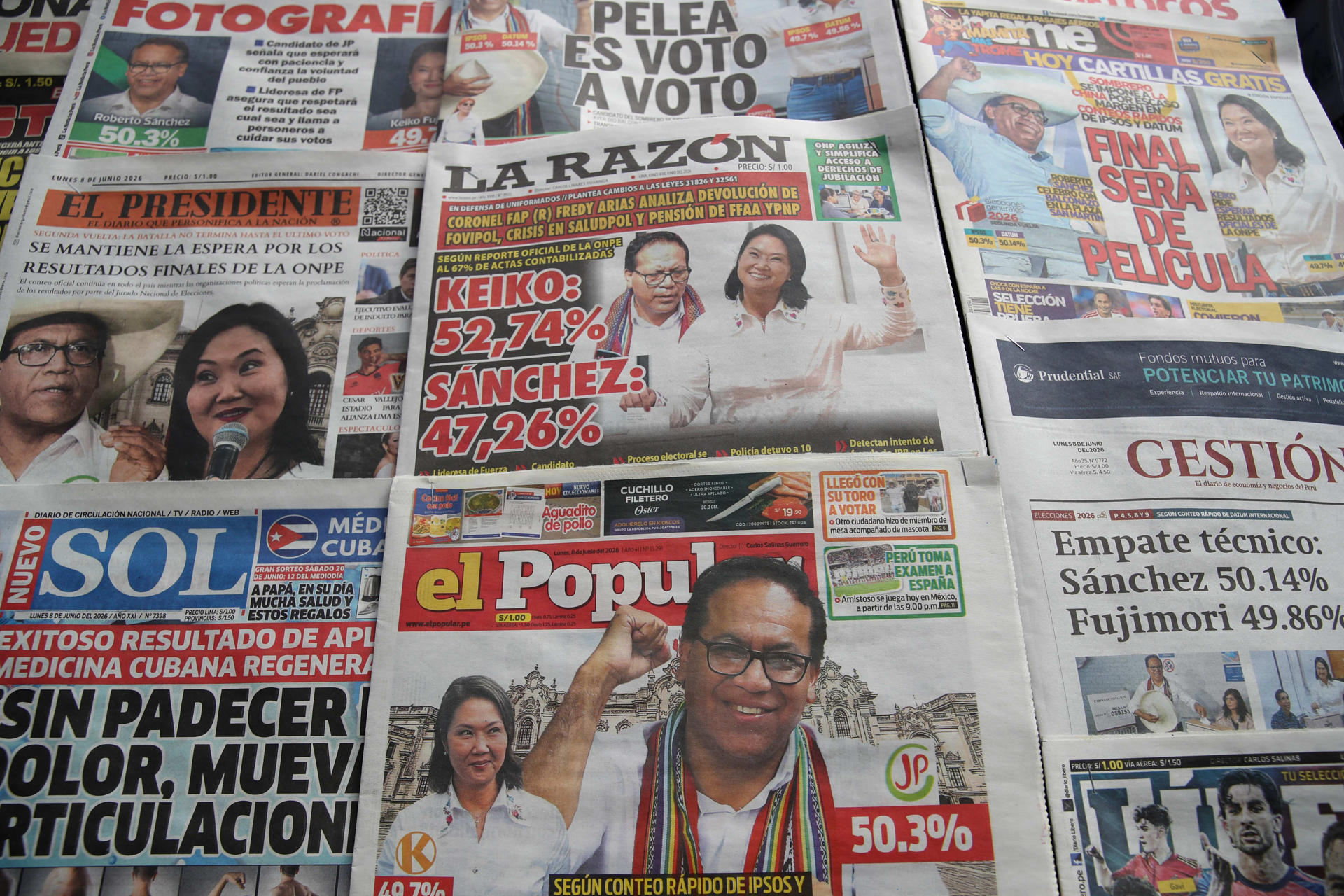 Fujimori comenzó a tomar buena ventaja sobre Sánchez cuando el escrutinio llegó al 98,59 %