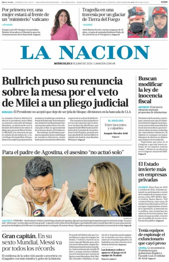 Portadas latinoamericanas de este miércoles 3 de junio de 2026