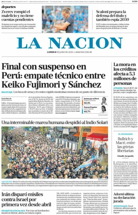 Portadas latinoamericanas de este lunes 8 de junio de 2026