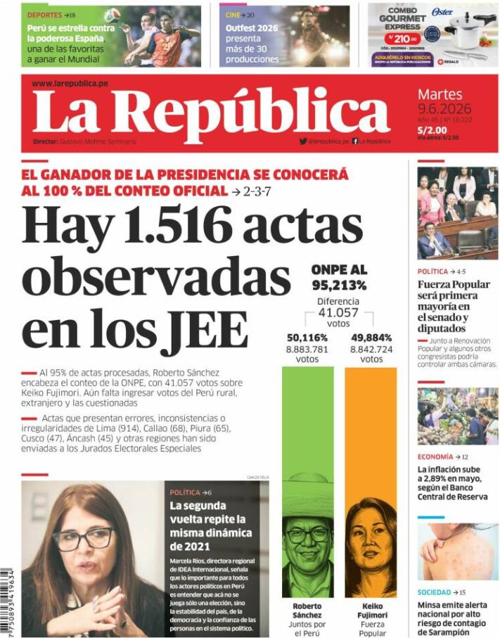 Portadas latinoamericanas de este martes 9 de junio de 2026