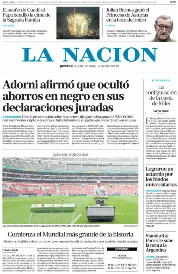 Portadas latinoamericanas de este jueves 11 de jun