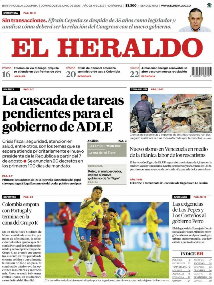 Portadas latinoamericanas de este 28 de junio de 2026