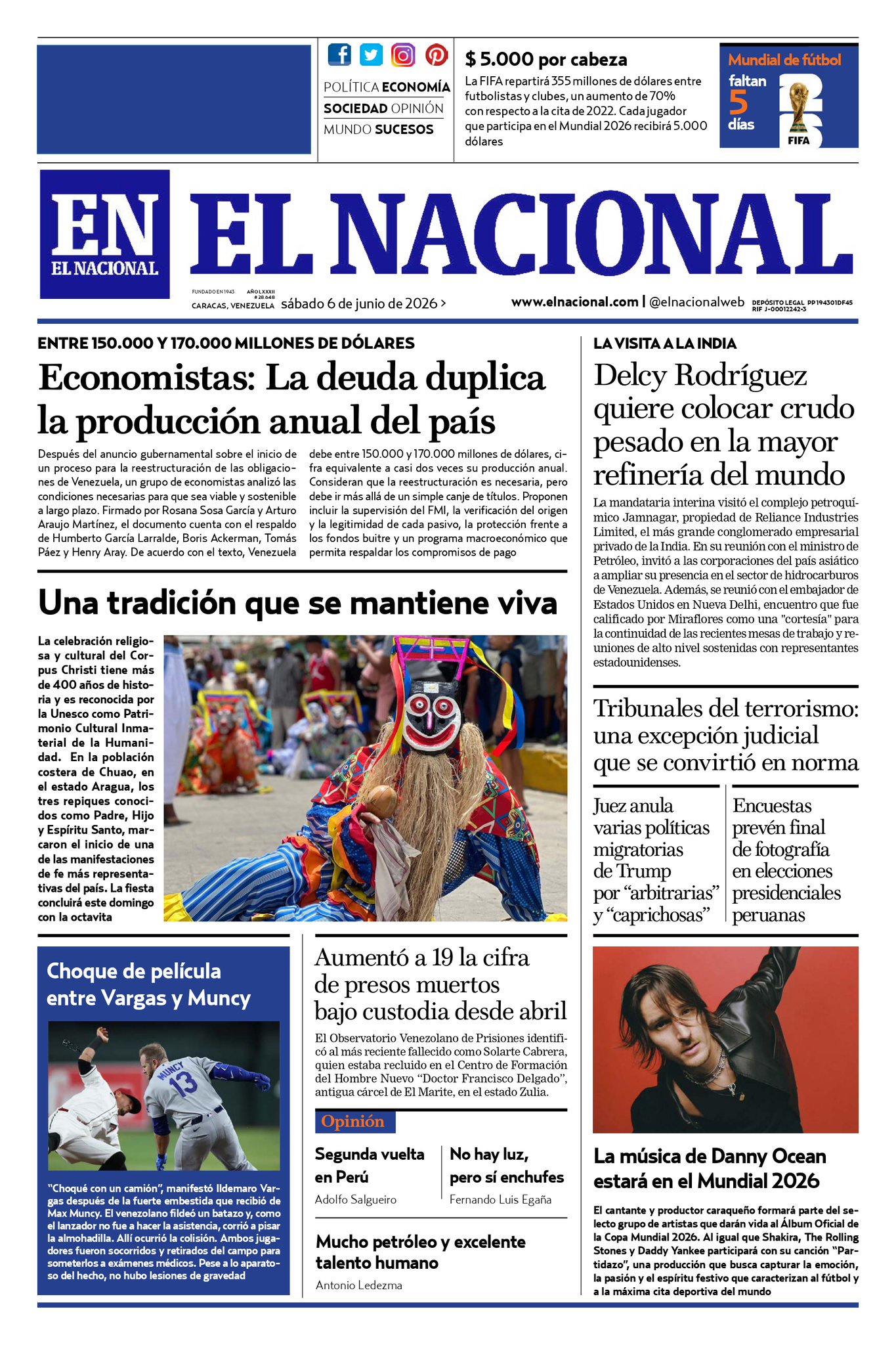 Portadas de este sábado 6 de junio de 2026