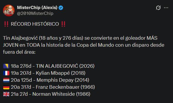 La joya de Bosnia que destronó a Mbappé con un GOLAZO en la historia de los Mundiales 1 post record