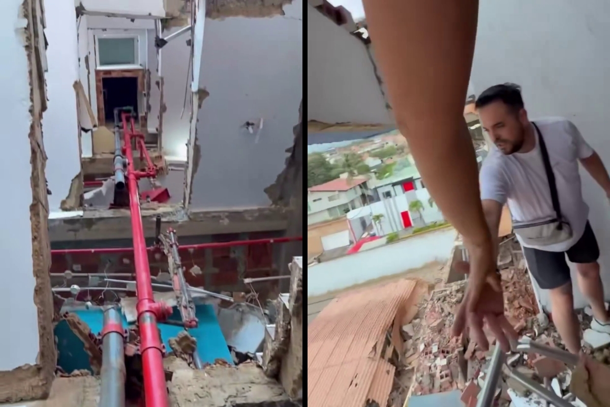 VIDEO: El dramático escape de una familia entre los escombros de un hotel en La Guaira