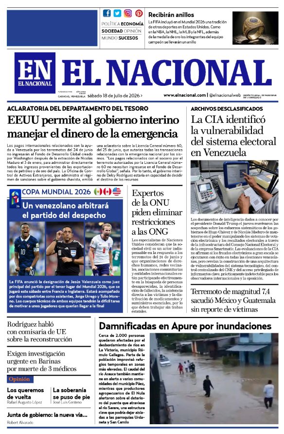 Portadas de este sábado 18 de julio de 2026