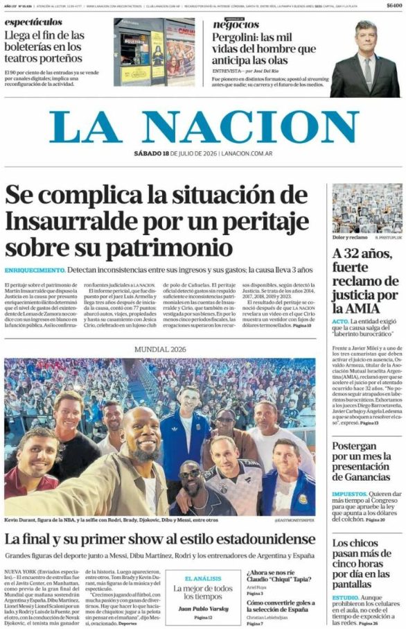 Portadas latinoamericanas de este sábado 18 de julio de 2026