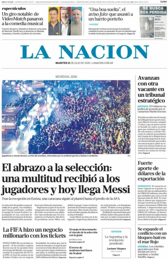 Portadas latinoamericanas de este martes 21 de julio de 2026