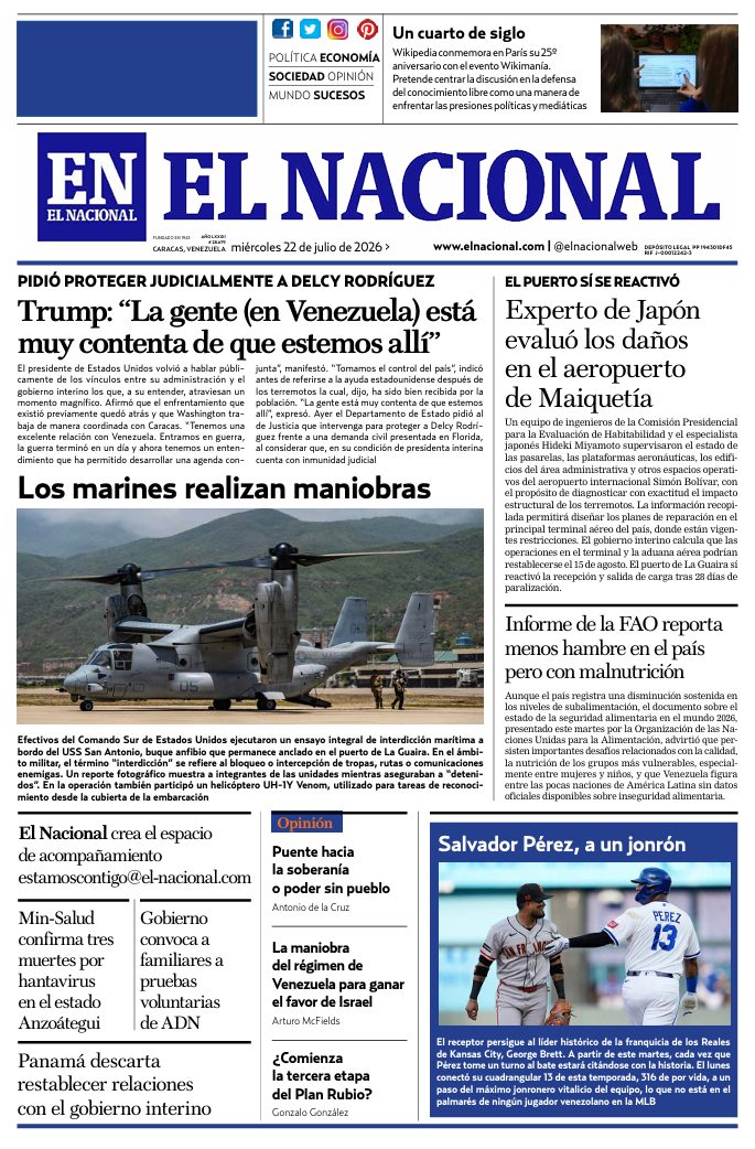 Portadas de este miércoles 22 de julio de 2026