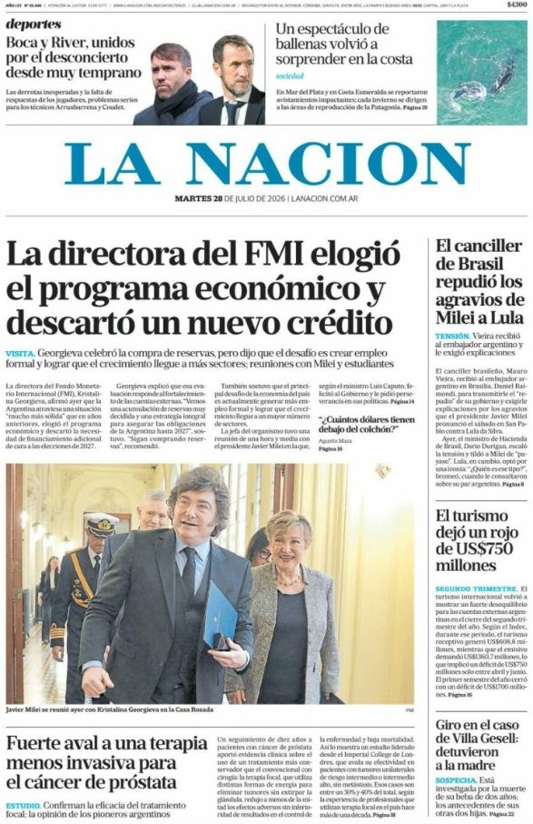 Portadas latinoamericanas de este martes 28 de julio de 2026