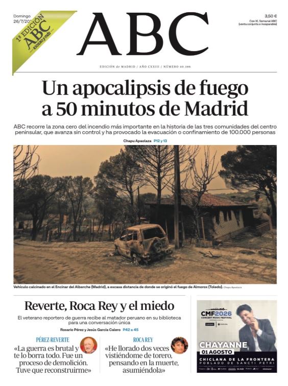 Portadas de la prensa internacional de este domingo 26 de julio de 2026