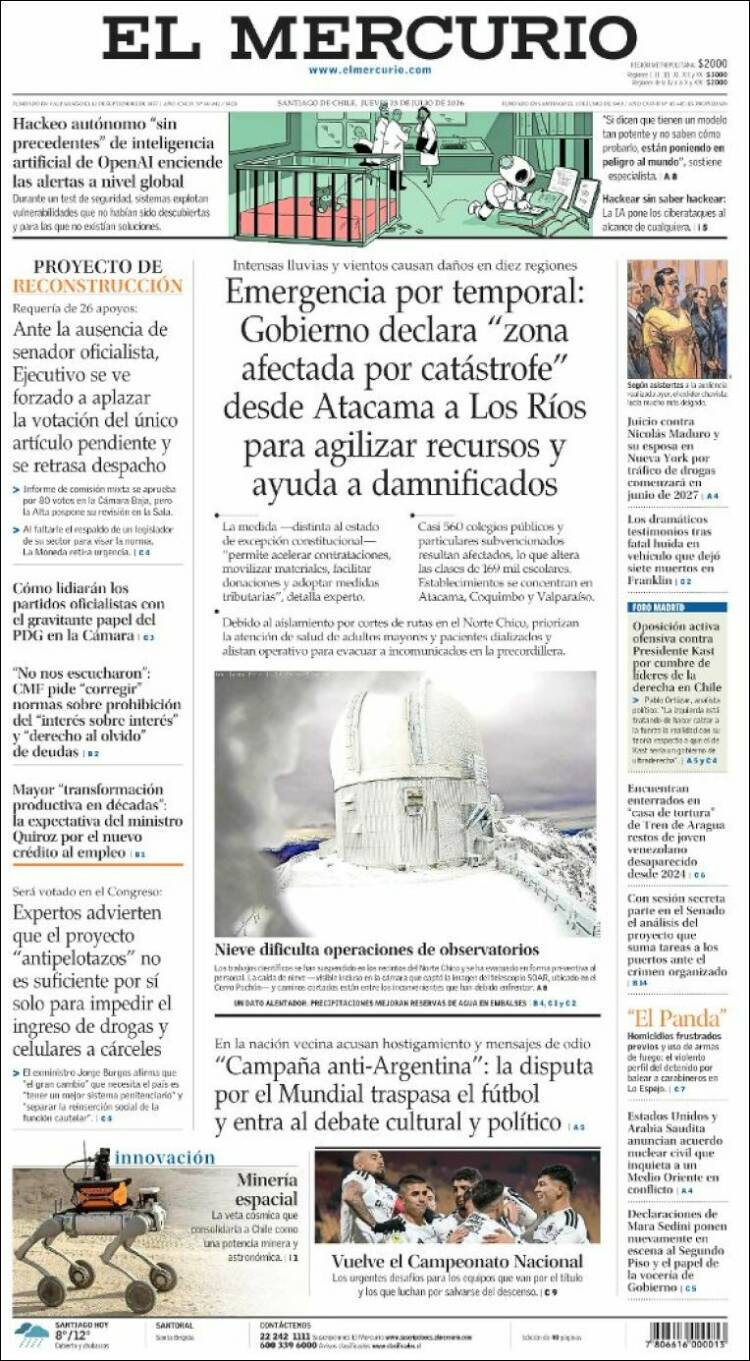 Portadas latinoamericanas de este 23 de julio de 2026