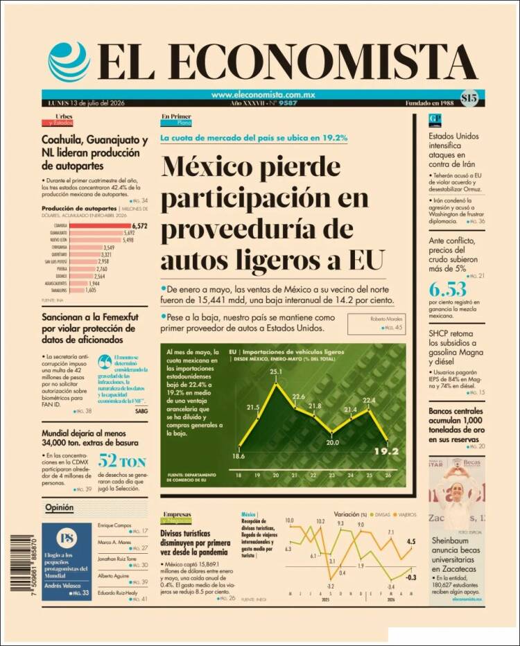 Portadas latinoamericanas de este 13 de julio de 2026
