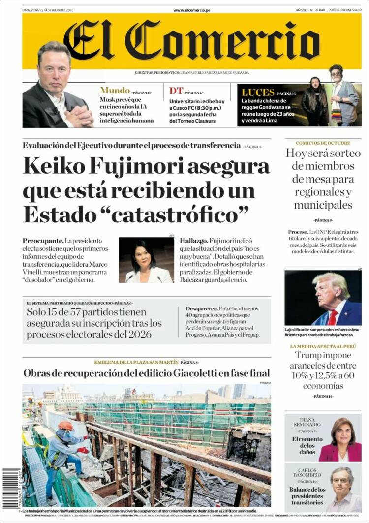 Portadas latinoamericanas de este 24 de julio de 2026