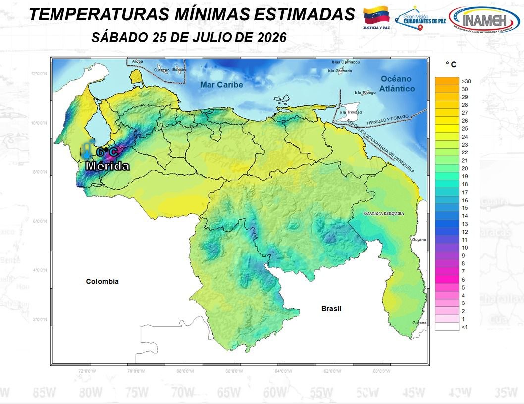 Inameh encendió las alertas por lluvias y actividad eléctrica en varias regiones del país este #25Jul