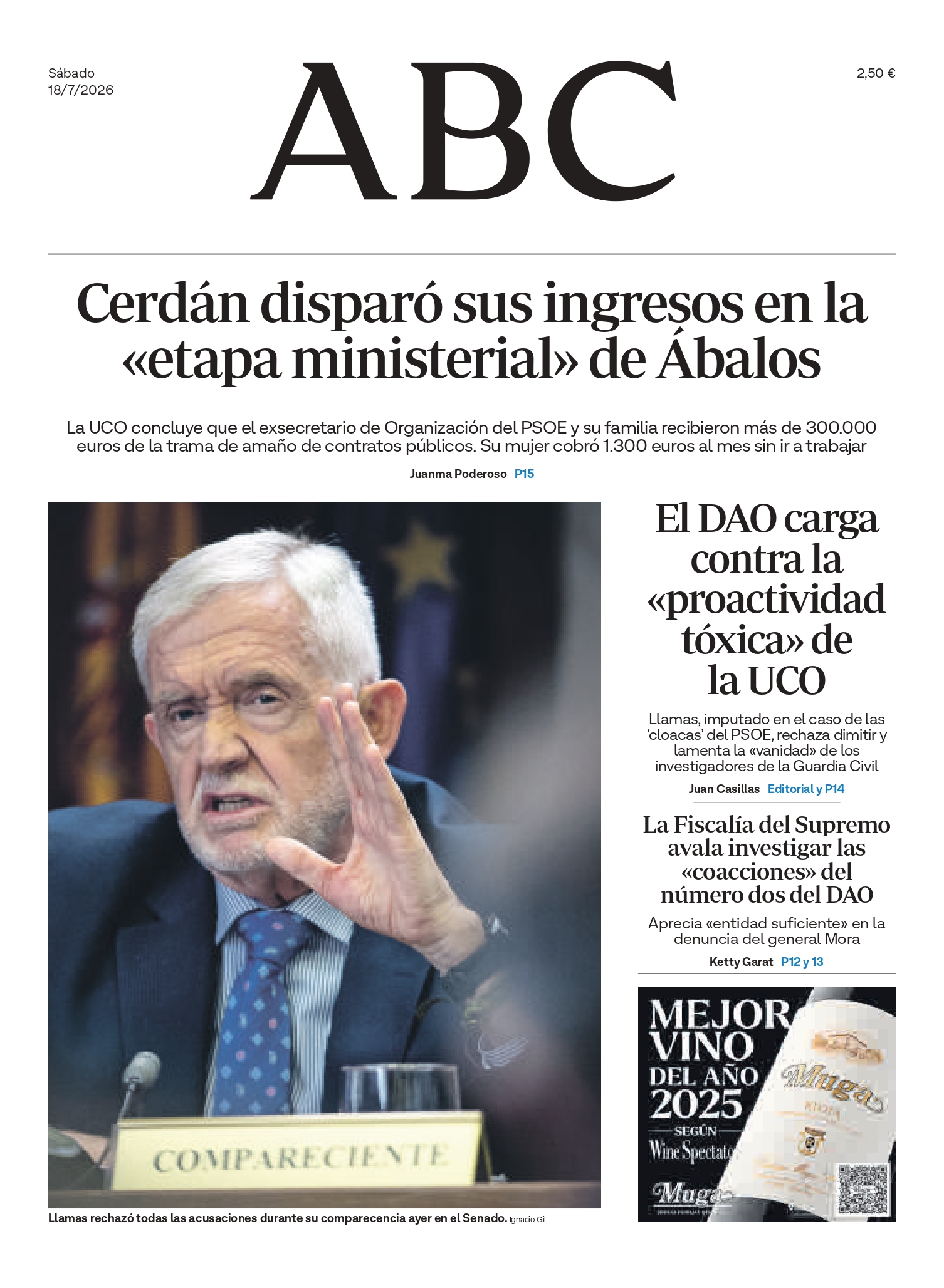 Portadas de la prensa internacional de este sábado 18 de julio de 2026