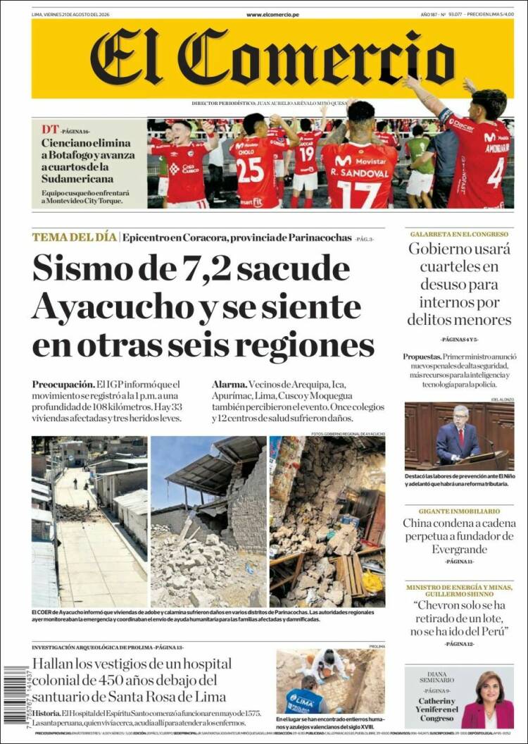 Portadas latinoamericanas de este viernes 21 de agosto de 2026