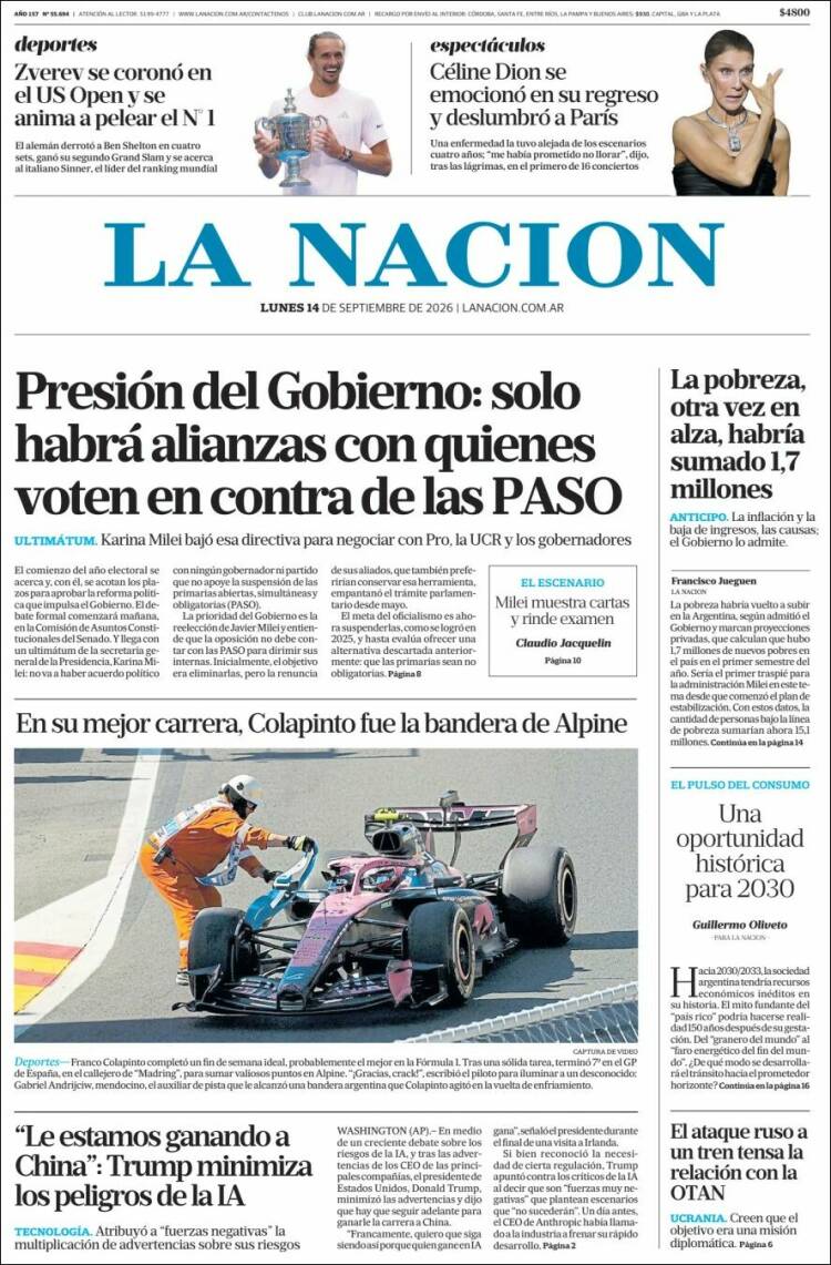 Portadas latinoamericanas de este 14 de septiembre de 2026