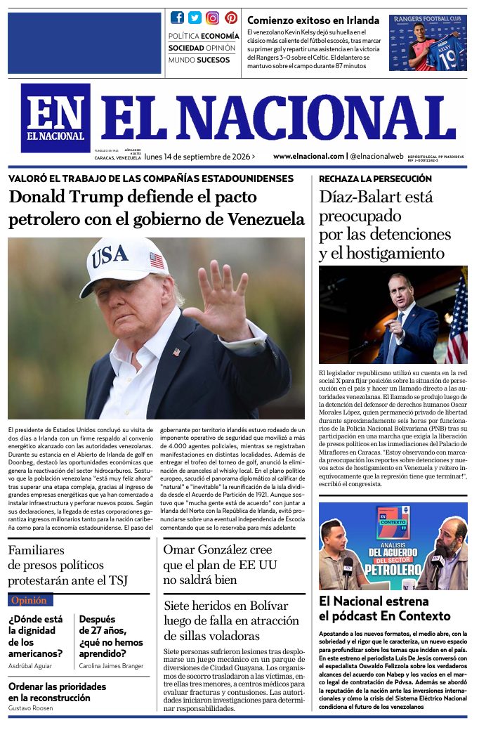 Portadas de este lunes 14 de septiembre de 2026