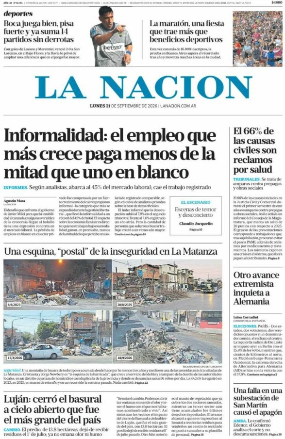 Portadas latinoamericanas de este lunes 21 de septiembre de 2026