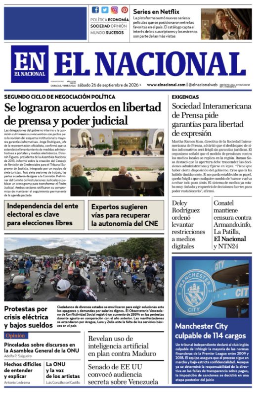 Portadas de este sábado 26 de septiembre de 2026