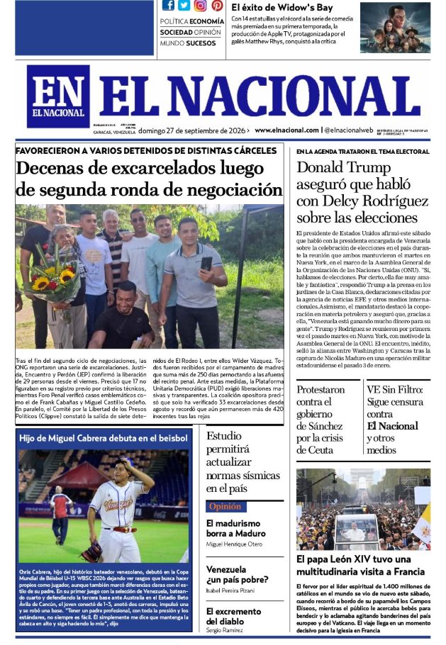 Portadas de este domingo 27 de septiembre de 2026