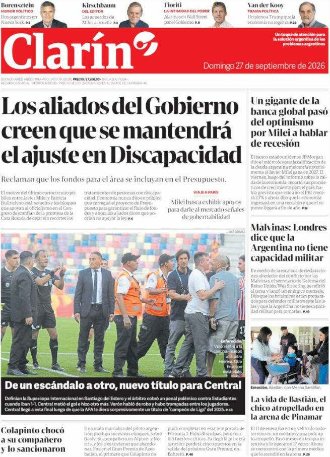 Portadas latinoamericanas de este domingo 27 de septiembre de 2026