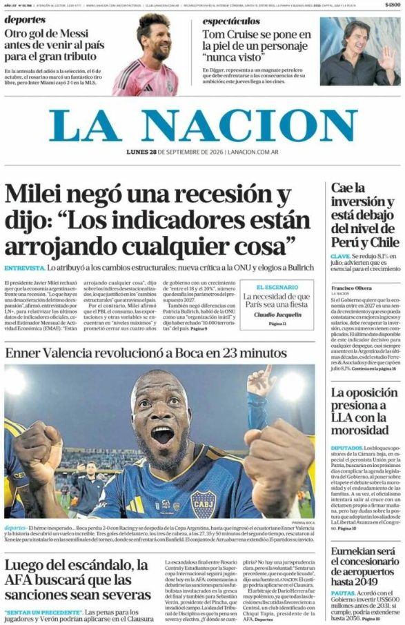 Portadas latinoamericanas de este lunes 28 de septiembre de 2026