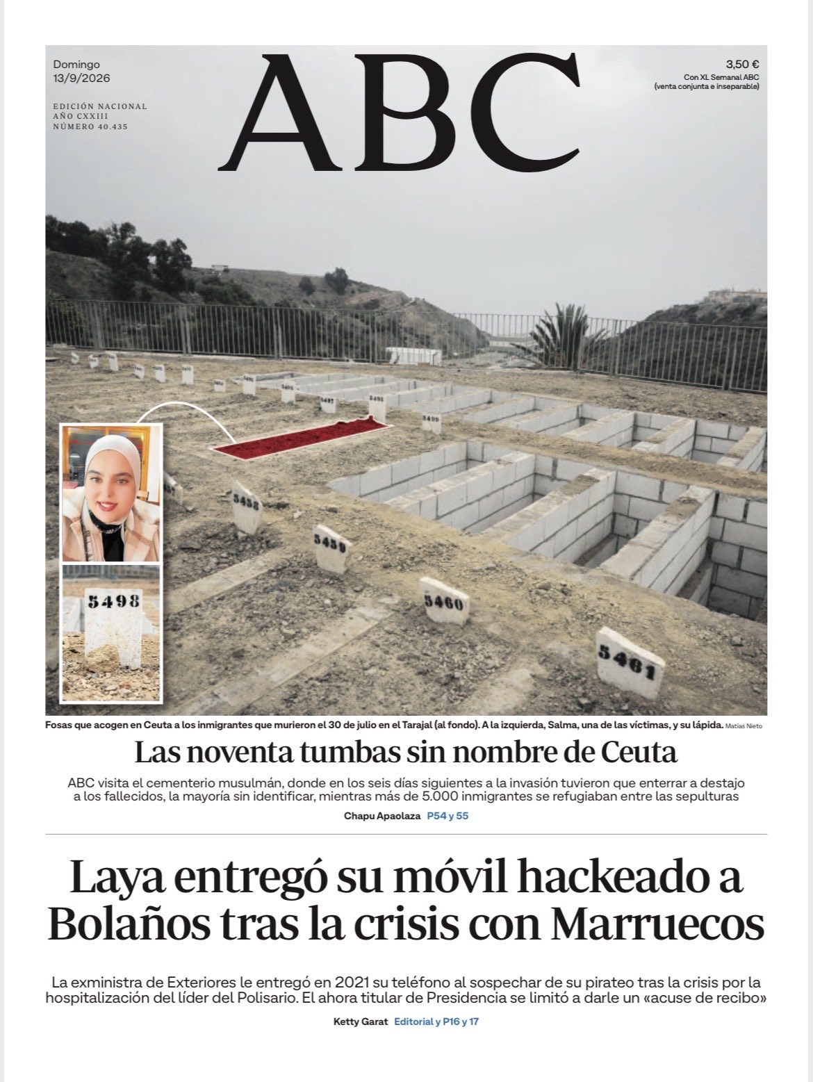 Portadas de la prensa internacional de este domingo 13 de septiembre de 2026