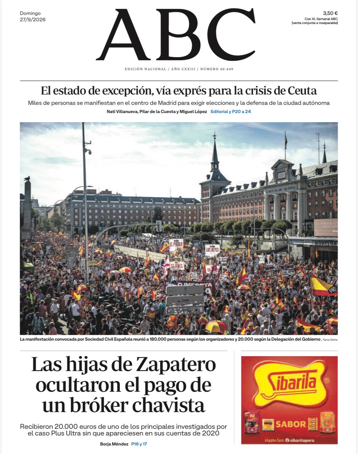 Portadas de la prensa internacional de este domingo 27 de septiembre de 2026
