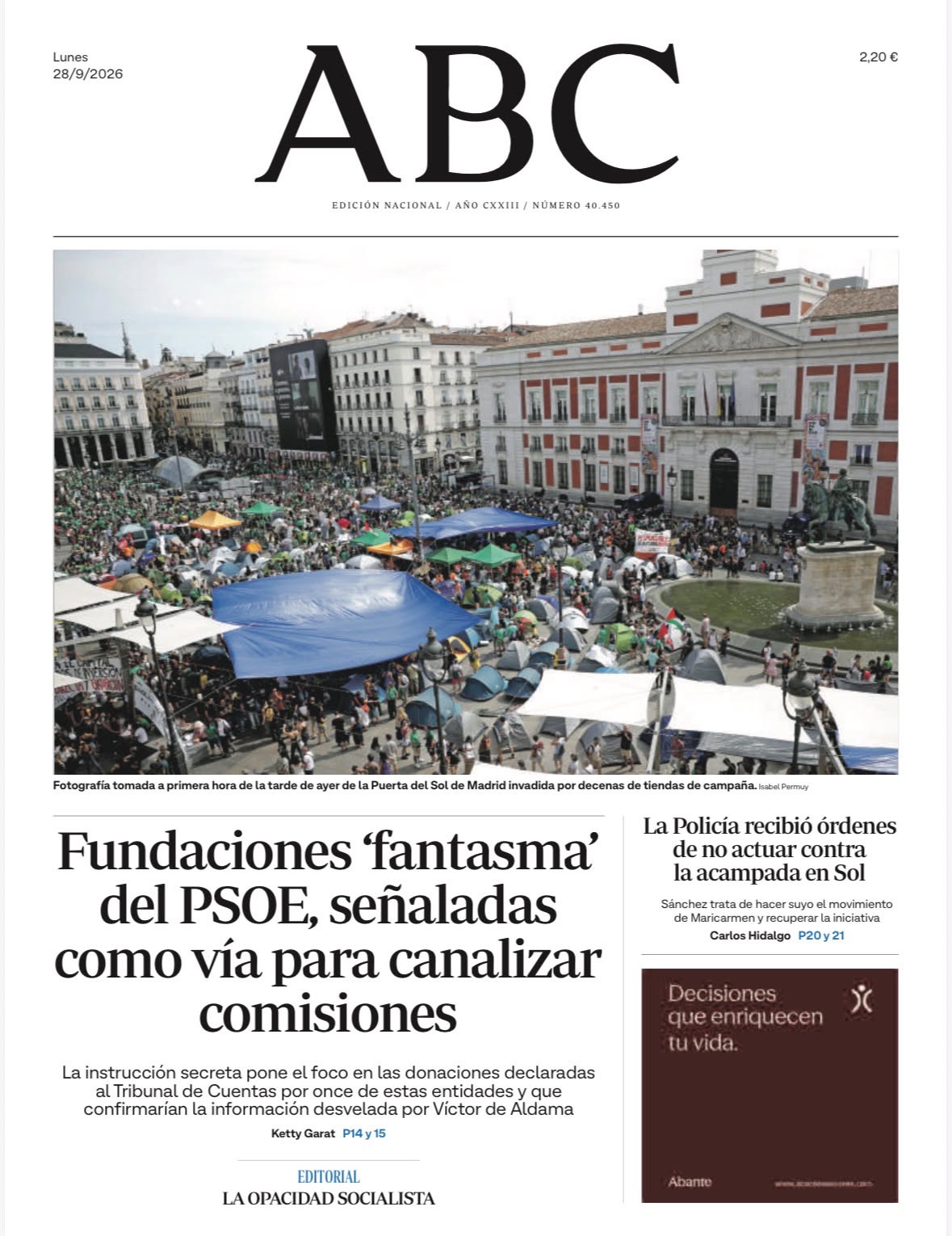 Portadas de la prensa internacional de este lunes 28 de septiembre de 2026