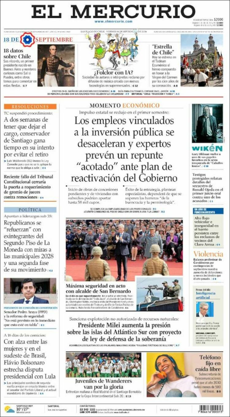 Portadas latinoamericanas de este 18 de septiembre de 2026