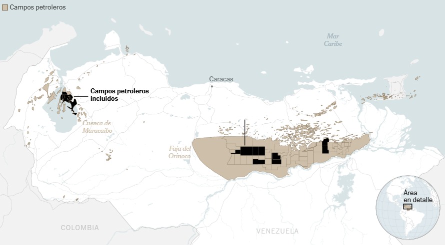 NYT: EEUU quiere el petróleo de estos 17 campos en Venezuela