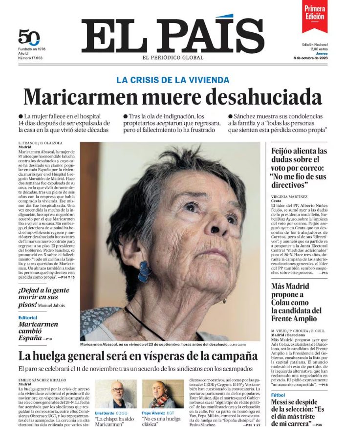 Portadas internacionales de este jueves 8 de octubre de 2026