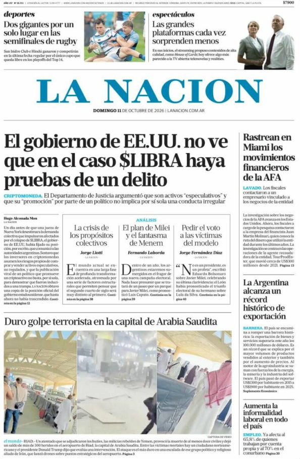 Portadas latinoamericanas de este domingo 11 de octubre de 2026