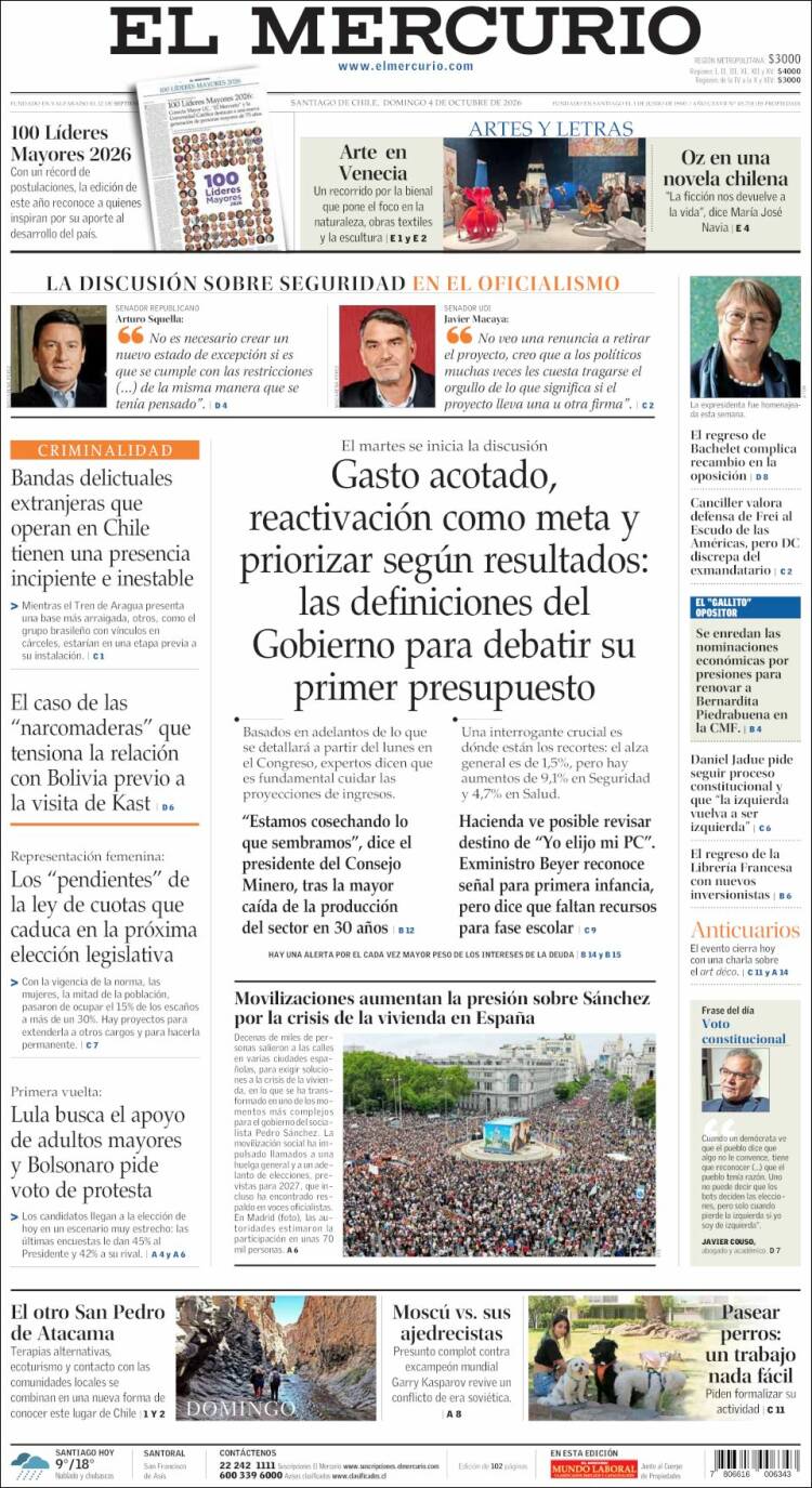 Portadas latinoamericanas de este 4 de octubre de 2026