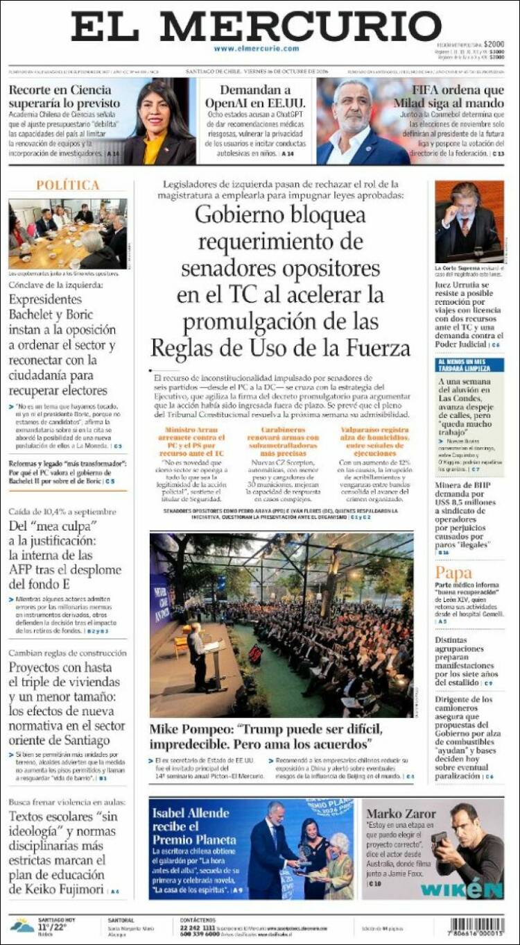 Portadas latinoamericanas de este 16 de octubre de 2026