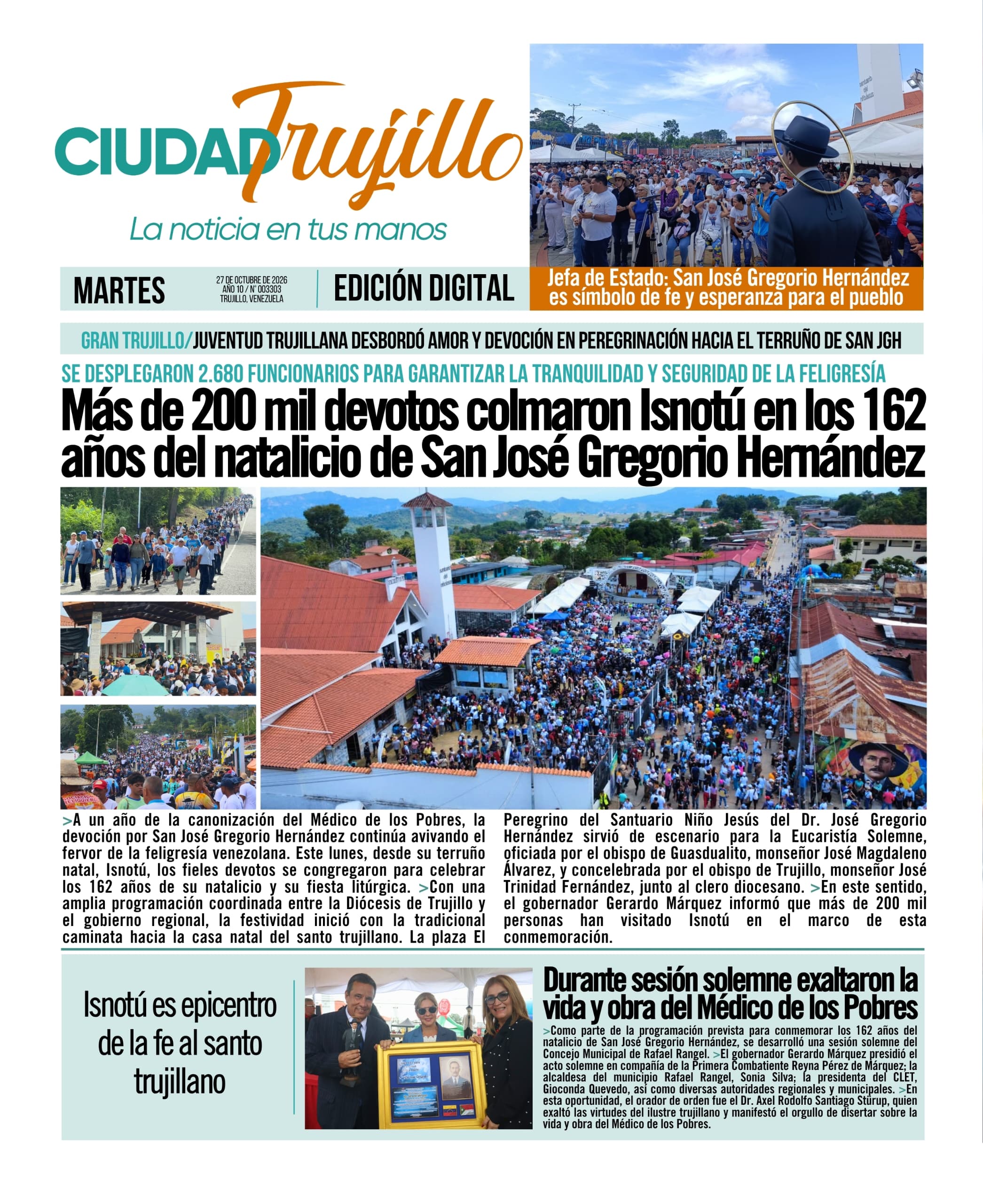 Portadas de este martes 27 de octubre de 2026