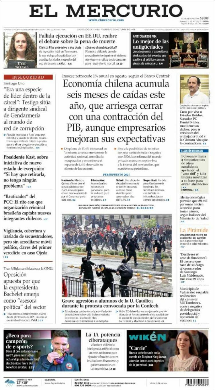 Portadas latinoamericanas de este 2 de octubre de 2026