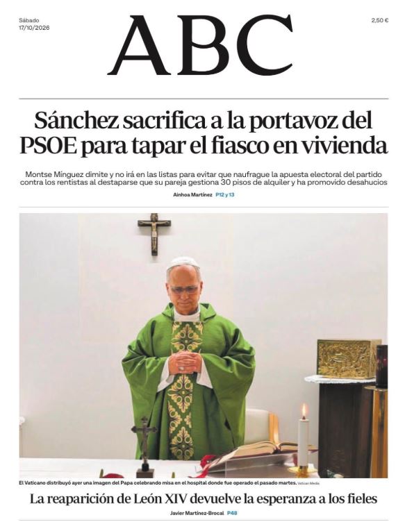 Portadas de la prensa internacional del sábado 17 de octubre de 2026